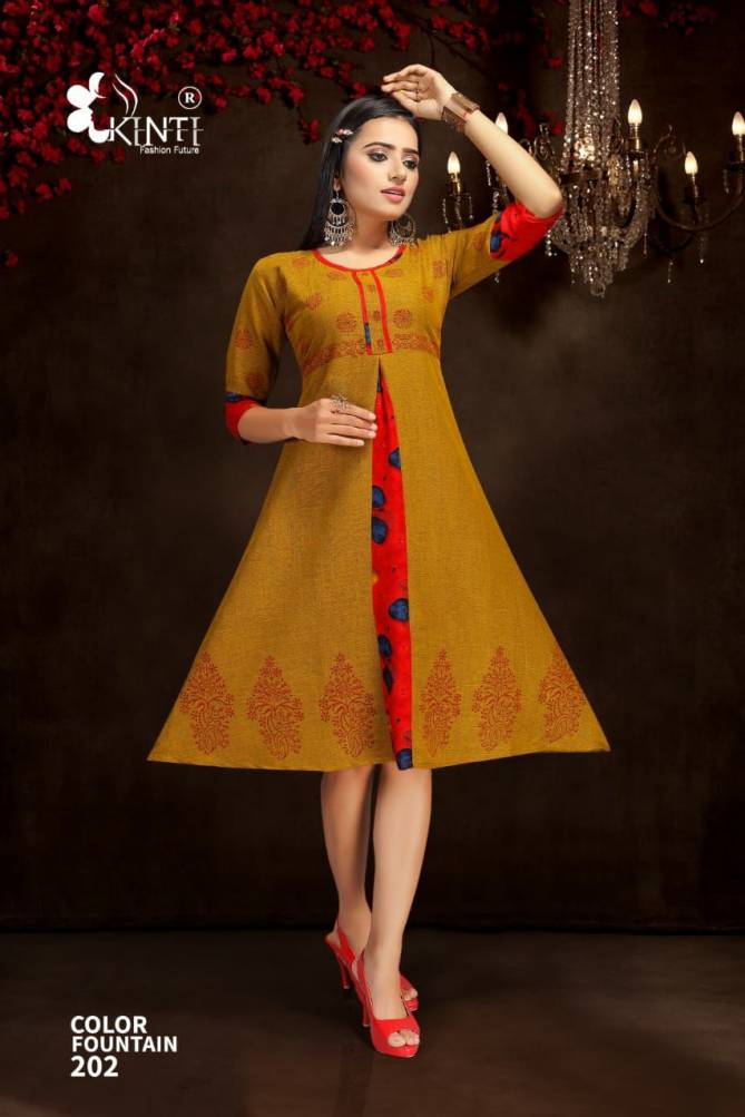 Kinti Colour Fountain 3 Fancy Ethnic Wear Rayon Anarkali Kurti Collection